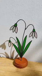 Stained Glass Snowdrop Flowers – Handmade Floral Decor, Gift for Her/Mom, Birthday, Mother’s Day, Spring Table Ornament, Elegant Home Decor