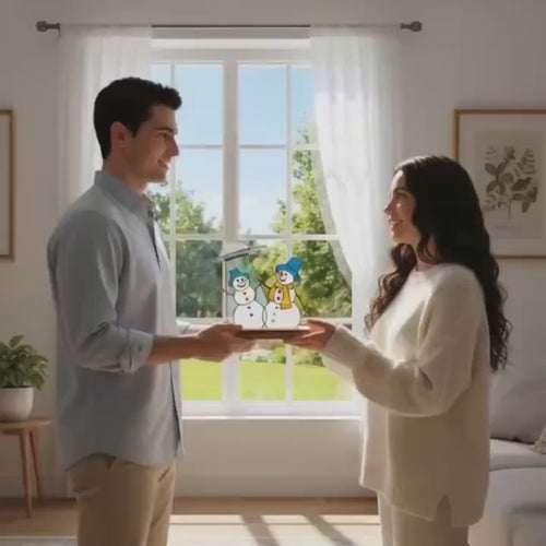 Stained Glass UFO Snowman Ornament–Handmade Christmas Window Decor, Funny Holiday Gift for Her or Mom, Winter Home Decoration Art,home decor