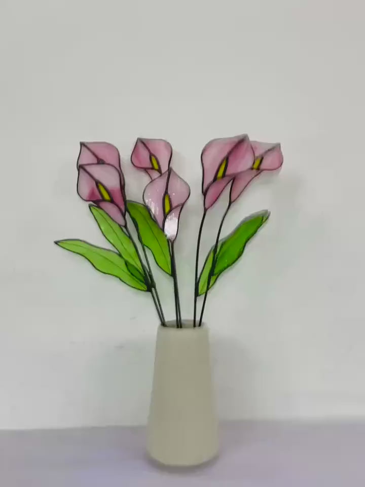 Stained Glass Calla Lily Flower | Handmade Glass Flower Stem | Botanical Home Decor | Unique Gift for Her