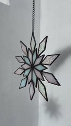Unique Stained Glass Star Suncatcher | Handmade Snowflake Ornament | Festive Christmas Window Hanging | Christmas Suncatcher Gift