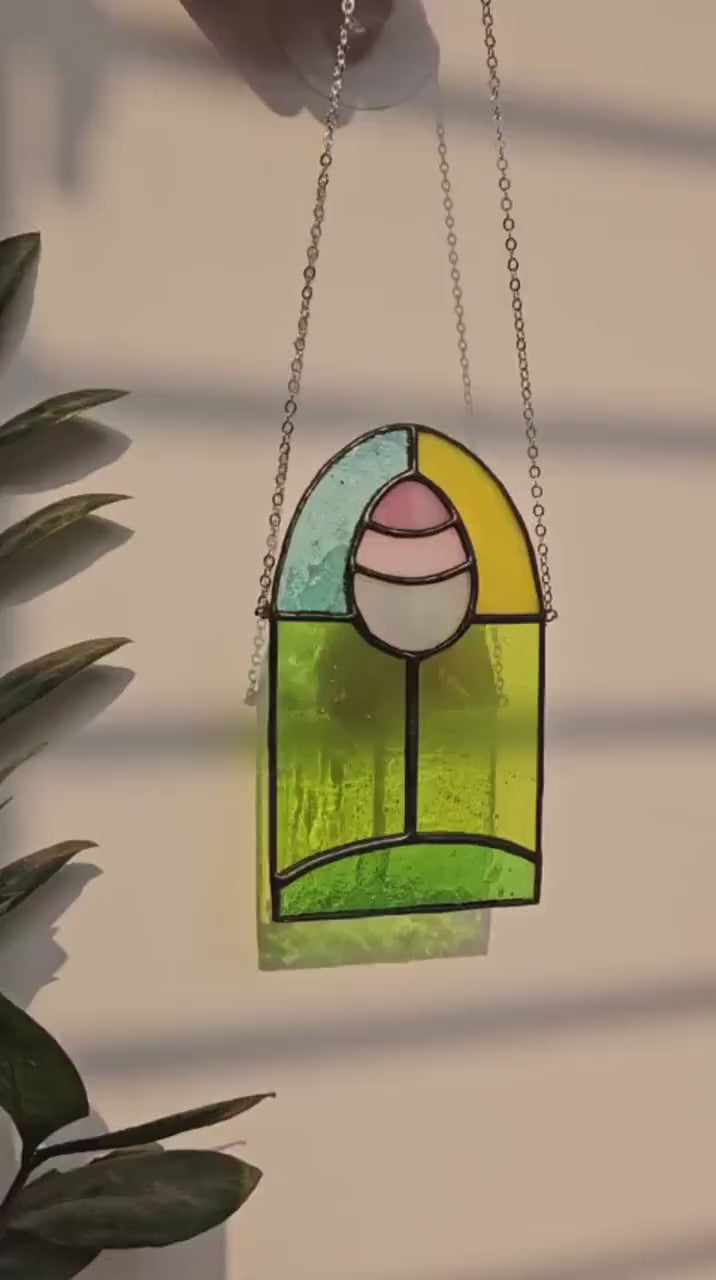 Stained Glass Easter Egg Suncatcher, Spring Window Decor