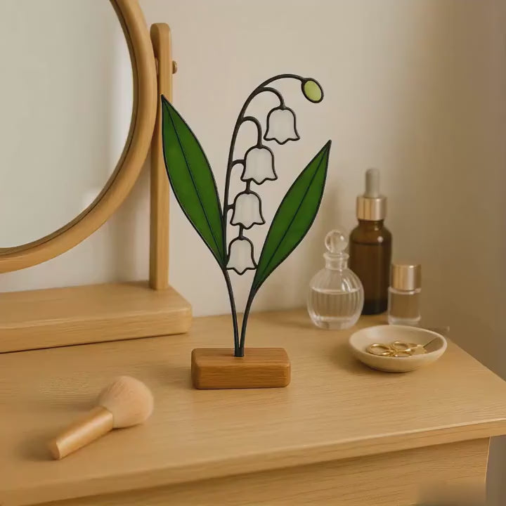 Stained Glass Lily of the Valley Suncatcher – May Birth Flower Gift