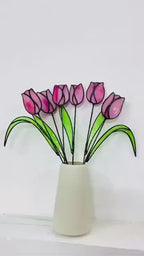 Stained Glass Tulip Bouquet – Handmade Floral Window Decor – Unique Mother’s Day Gift, Spring Home Décor & Birthday Gift for Her