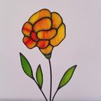 Personalized Marigold Stained Glass Flower: October Birth Flower Gift