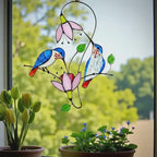 Hummingbird Stained Glass Suncatcher, Christmas Gift for Mom, Handmade Custom Window Hanging, Unique Bird Lover Gift, Stained Glass Art