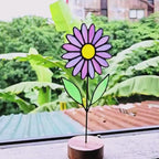 Stained Glass Aster Flower Suncatcher – September Birth Flower Gift