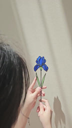 Stained Glass Iris Flower Suncatcher, February Birth Flower Gift