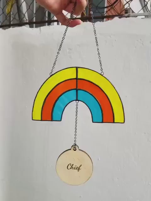 Stained Glass Rainbow Bridge Suncatcher | Pet Loss Memorial Decor