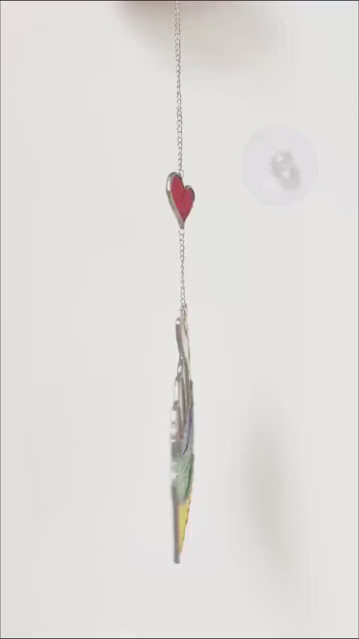 Kpop Finger Heart Stained Glass Suncatcher, Korean Love Decor