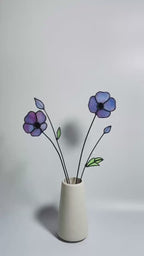 Stained Glass Purple Poppy Bouquet: Handmade Floral Table Decor