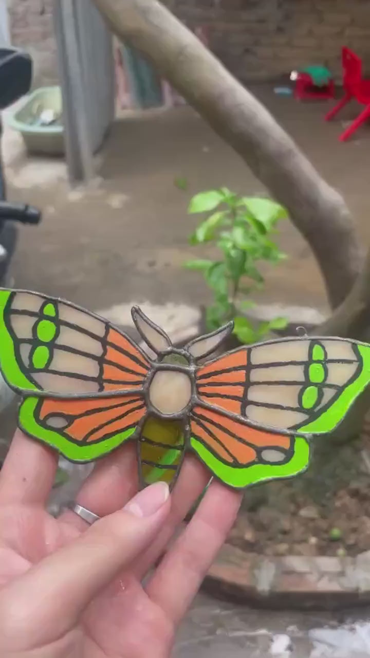 Stained Glass Butterfly Suncatcher - Handmade Glass Art - Window Hanging Decoration