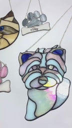 Personalized Stained Glass Paw Print Suncatcher | Custom Pet Memorial Gift | Dog Cat Loss Ornament Home Decor for Pet Lovers