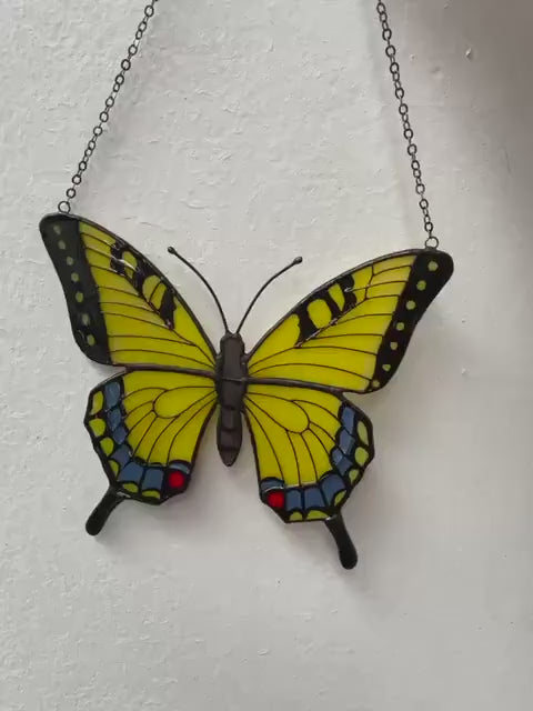 Stained Glass Butterfly Suncatcher – Handmade Window Hanging, Gift for Her/Mom, Birthday Christmas Anniversary, Home Decor Wall Art Ornament